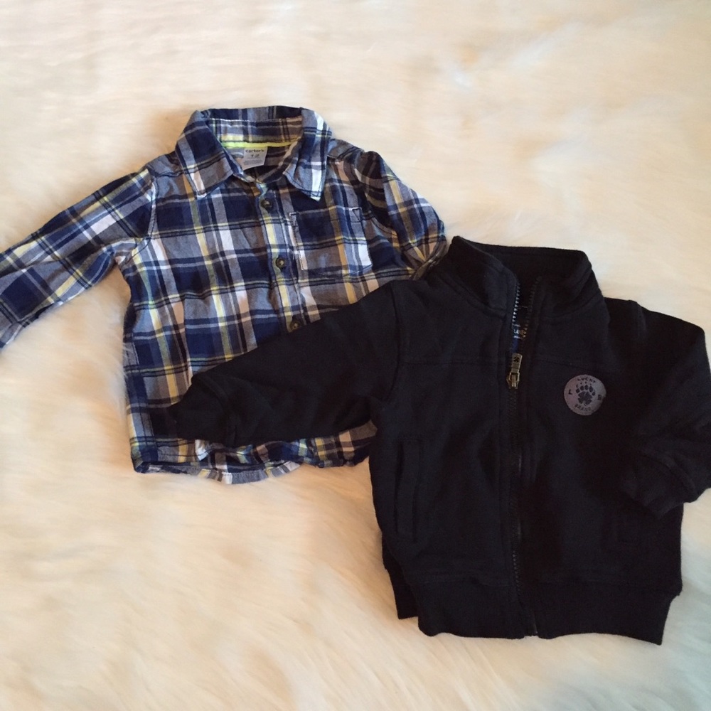 **Bundle Set of 2** Black Sweater & Blue Plaid